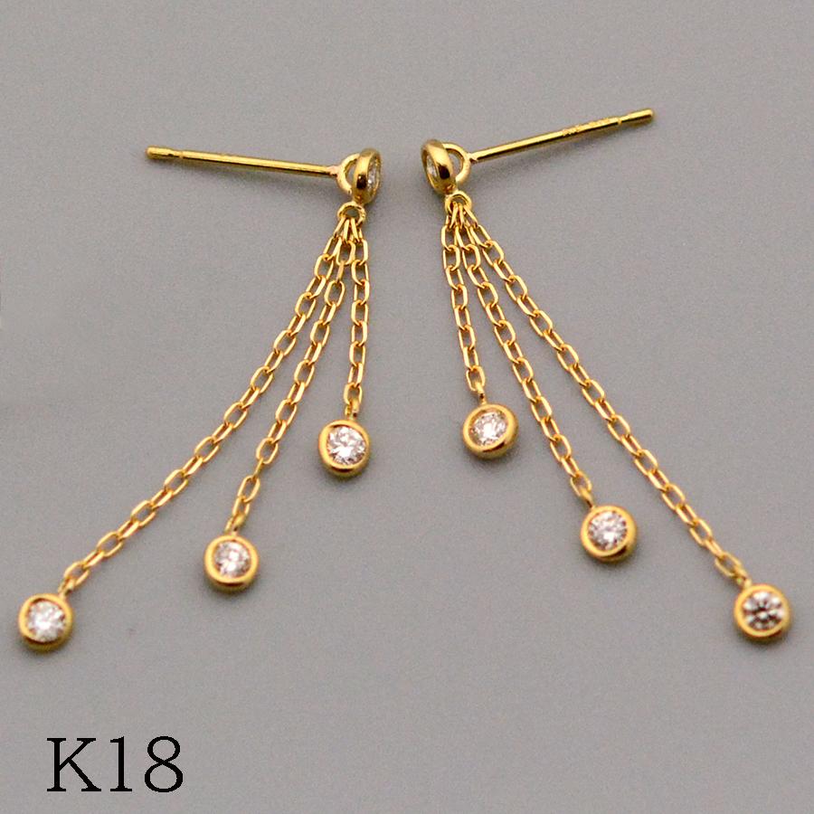 k18wg イエローダイヤモンドロングピアス