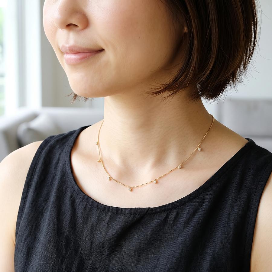 ダイヤモンドプリンセスステーション ネックレスイエローゴールドK18