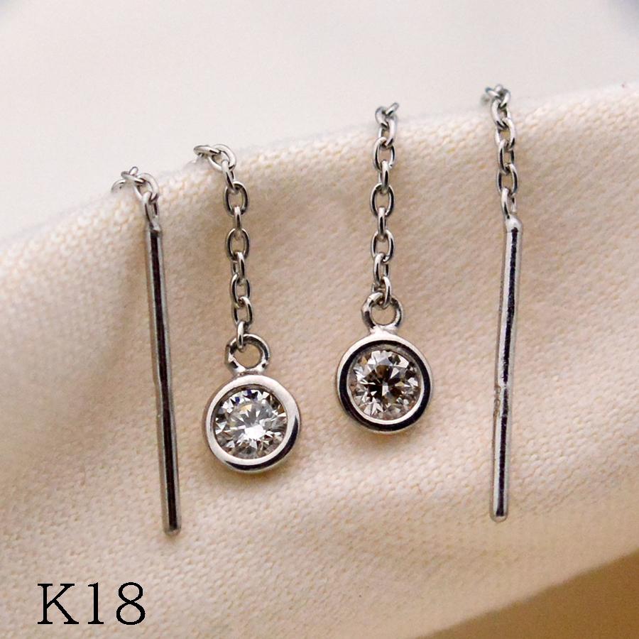 ドーナツセットダイヤモンドロングチェーンピアス0.10ctアメリカン  