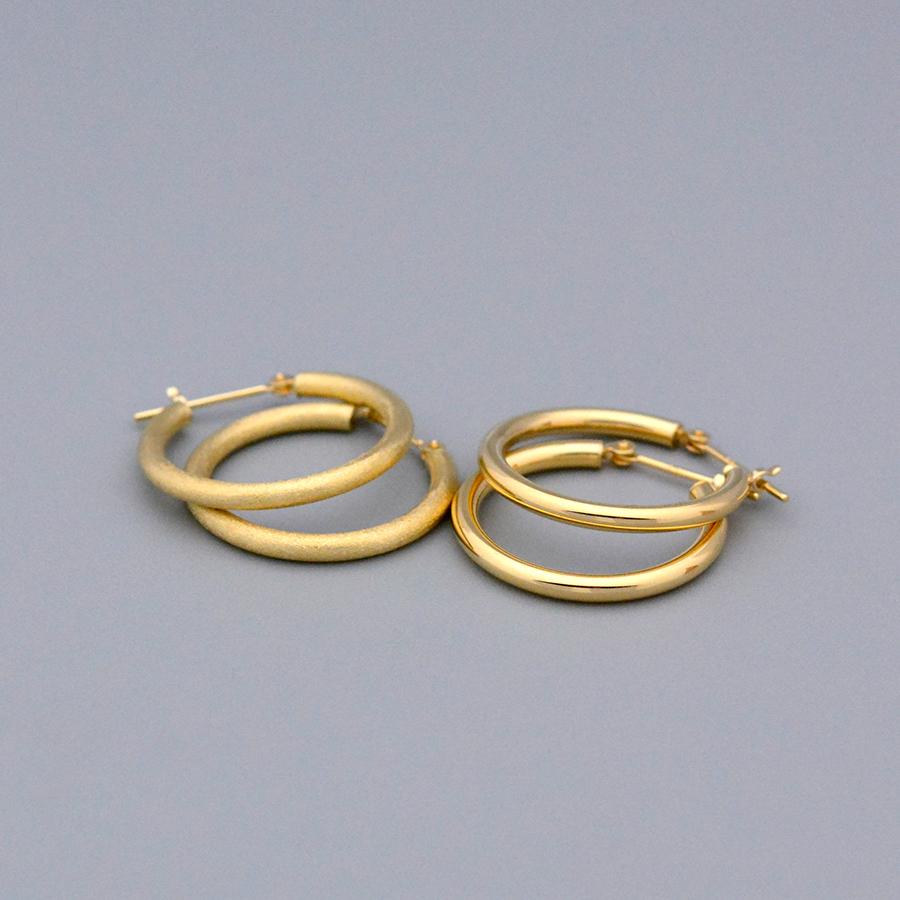 ほかじぇ☆14Kイエローゴールド ピアス フープ K18 イエローゴールド フープピアス（20mm） （7277729579165