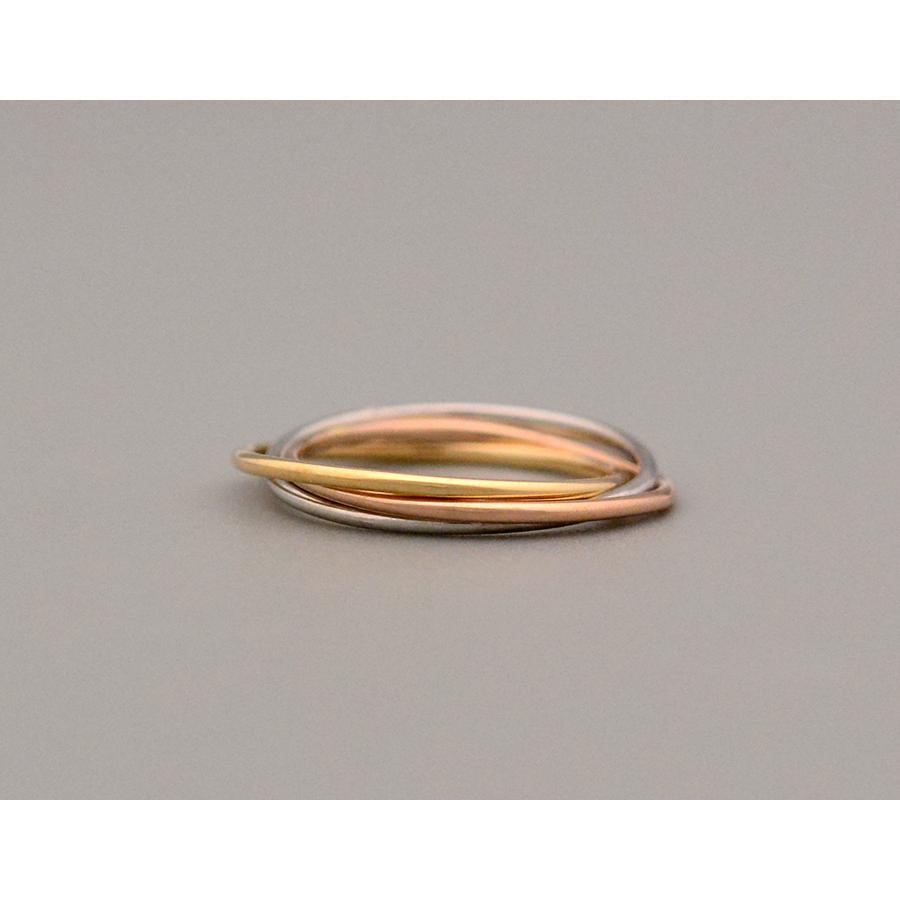 スリーカラートリニティーリング K10ホワイトゴールドピンクゴールド