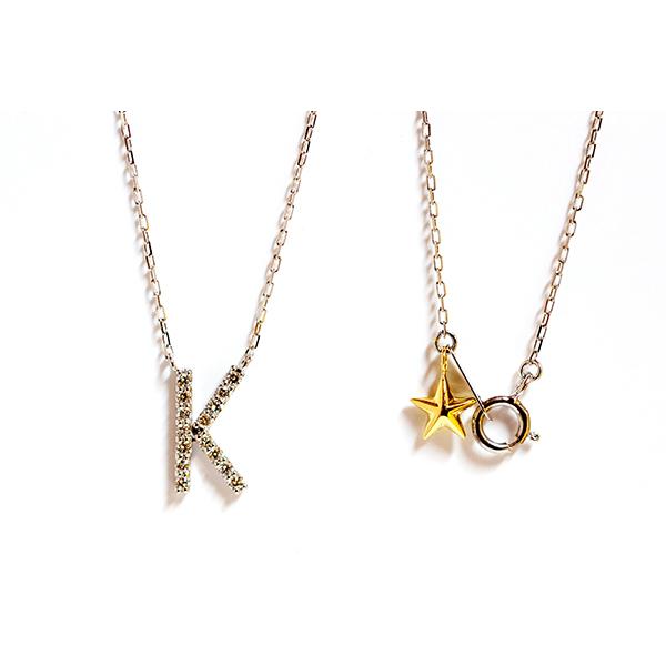 Kダイヤモンド イニシャルペンダント ネックレス pt900/850 プラチナ 