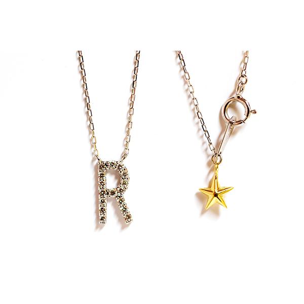 Rダイヤモンド イニシャルペンダント ネックレス pt900/850