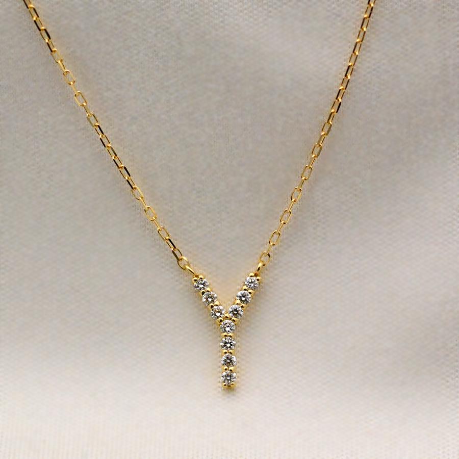 Yダイヤモンド イニシャルペンダント ネックレスK18イエローゴールドpt900/850 プラチナ |  | 11