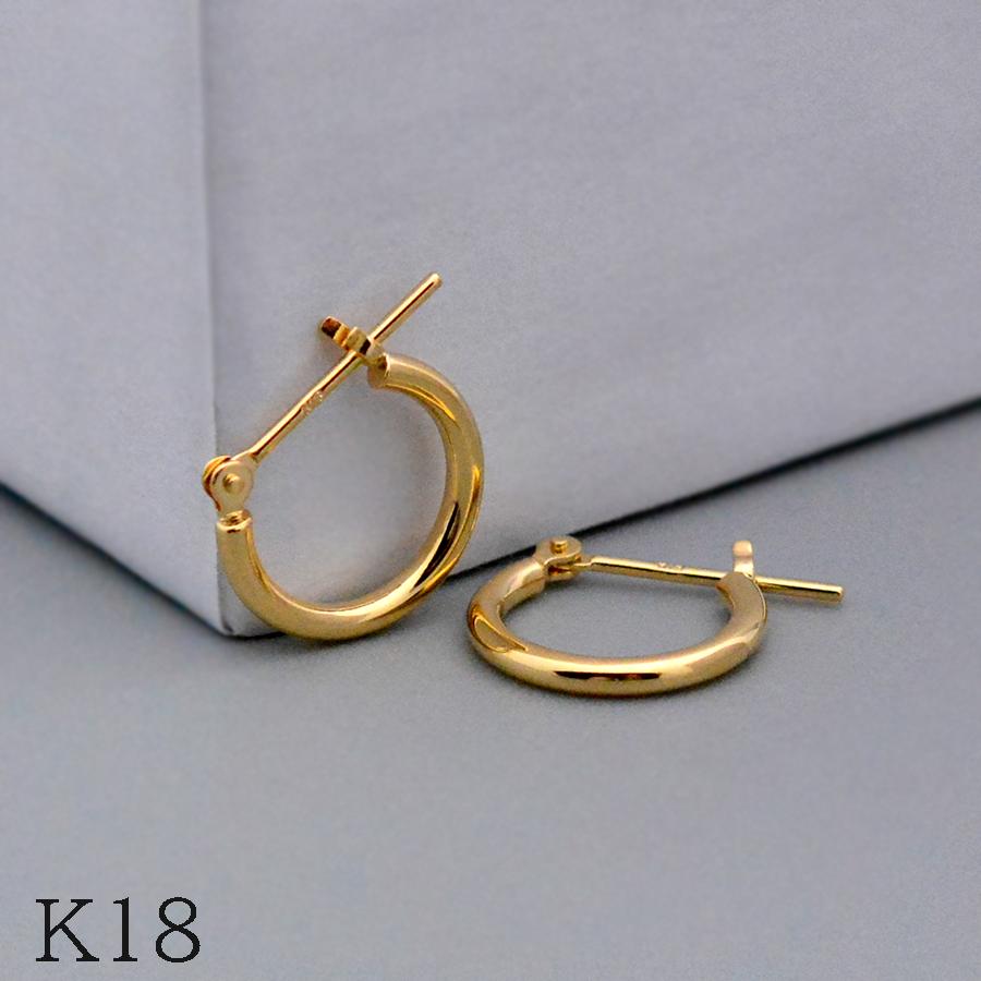 パイプフープピアスSSサイズK18イエローゴールド1.5mm*12mm | 