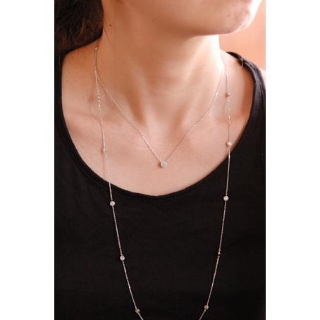 ドーナツセットダイヤモンドステーションロングネックスK18WGホワイト