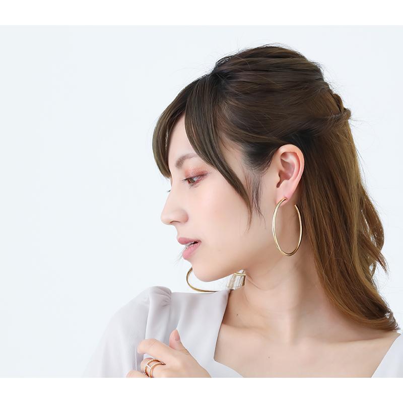 60ミリビッグフープピアス イエローゴールド K18YG 3mm×60mm大きい  