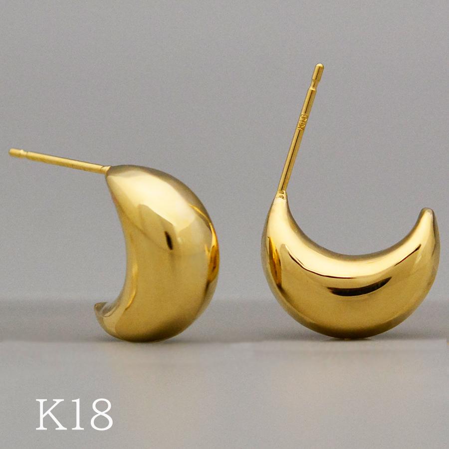 K18クレセントムーン型ゴールドピアス クレセントムーンスタッドピアスK18イエローゴールド : CASHO - 通販