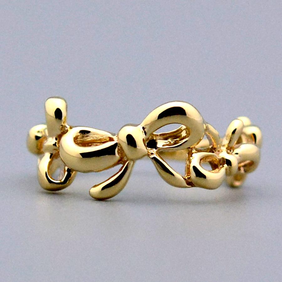 アシンメトリーリボンリングK10K18PT950ホワイトゴールドピンク