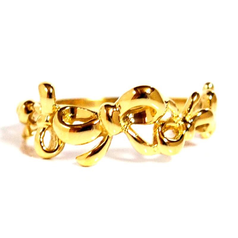 アシンメトリーリボンリングK10K18PT950ホワイトゴールドピンク