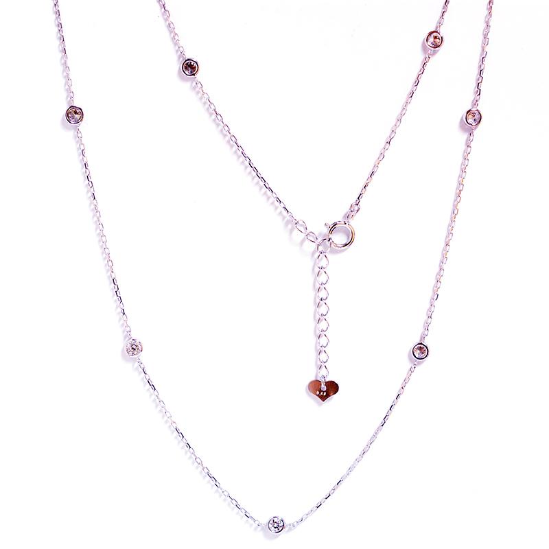 ドーナツセットダイヤモンドステーションネックレス0.45ct K18ホワイト 