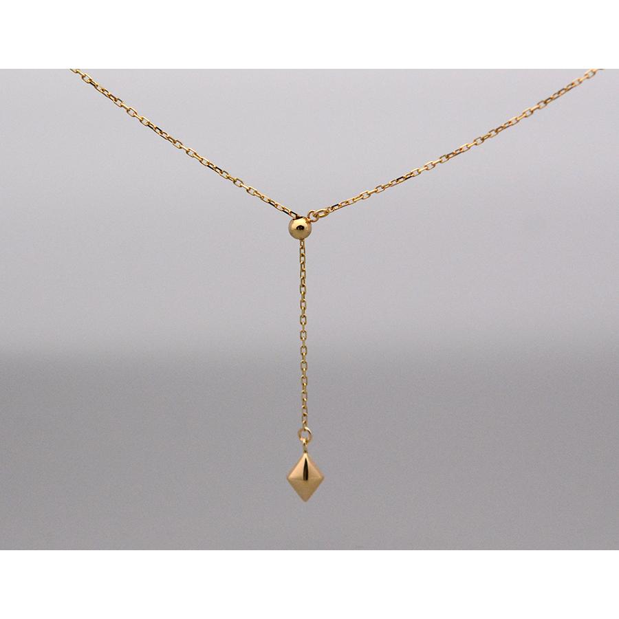 Yチェーン 2WAYロングネックレス スタッズ75センチK10ホワイトゴールド