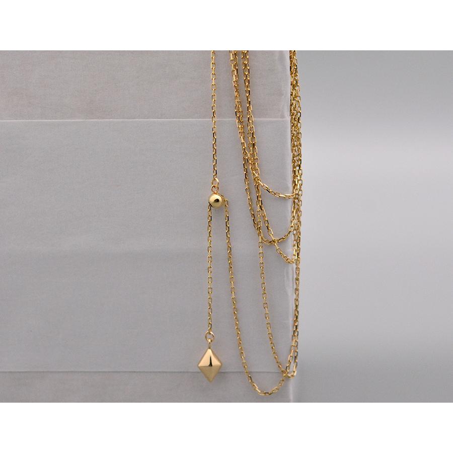 Yチェーン 2WAYロングネックレス スタッズ75センチK10ホワイトゴールド