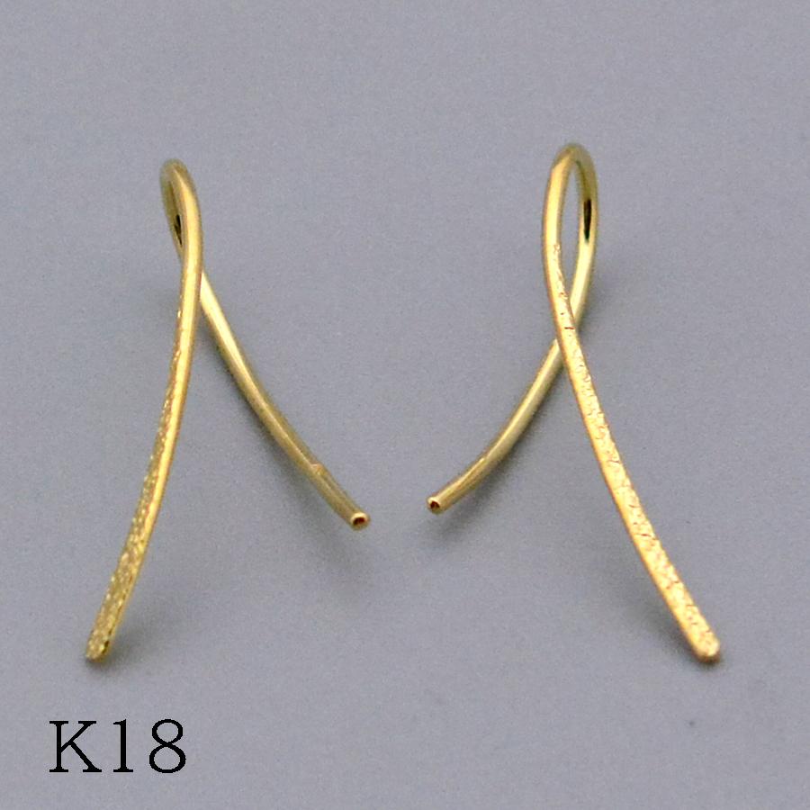 ドロップセミフープピアス スターダスト K18 イエローゴールドct677