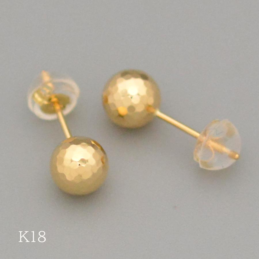ラウンドカットミラーボールピアス6mm K18イエローゴールド : CASHO 