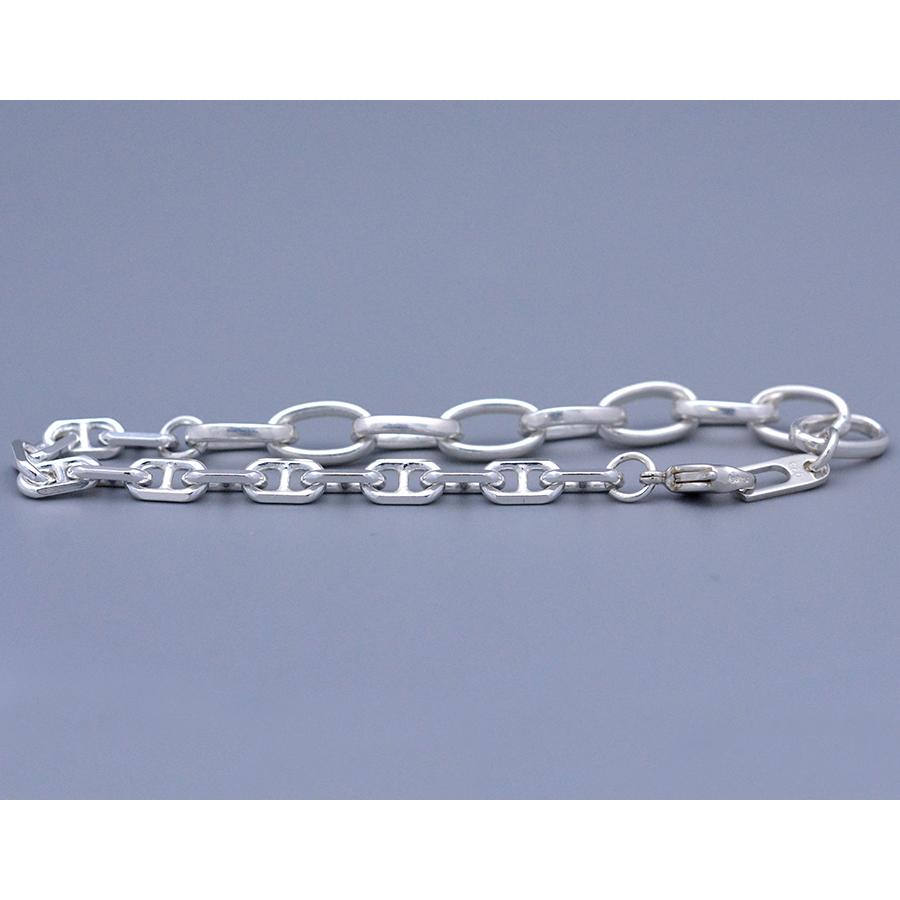 カットアンカーラウンドミックスブレスレットsv925シルバー : CASHO