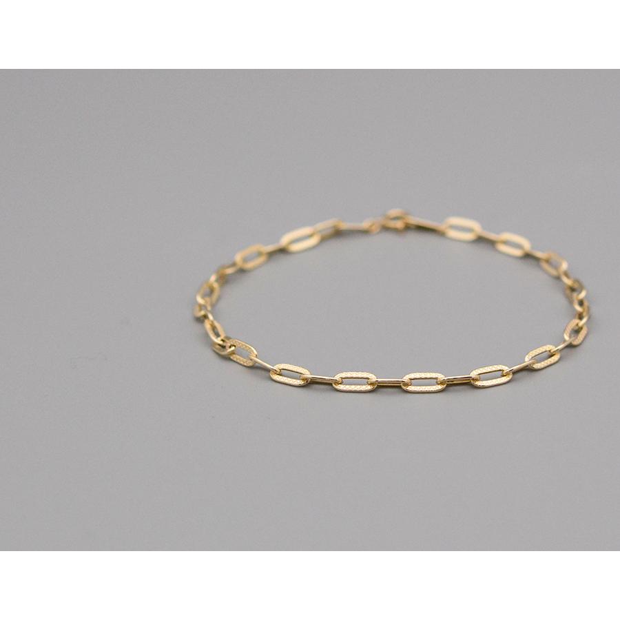 プレイドフラットロングチェーンブレスレットイエローゴールド K10YG