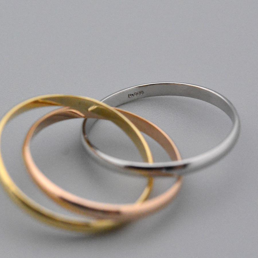 スリーカラートリニティーリング Pt900プラチナK18PGピンクゴールド