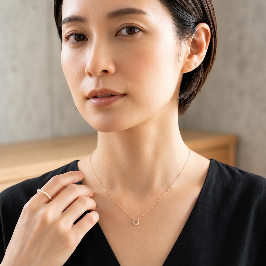 ホースシューダイヤモンドネックレスK18ピンクゴールドイエローゴールド pt900/850プラチナの画像