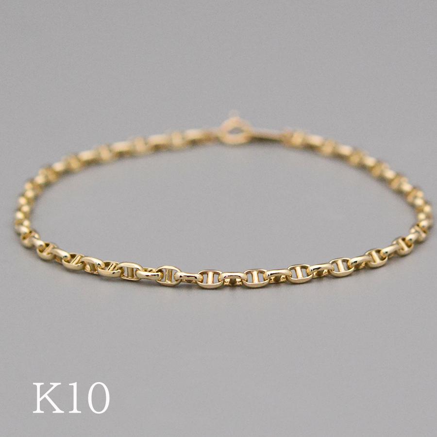 スカルアンカーチェーンブレスレットイエローゴールド K10YG