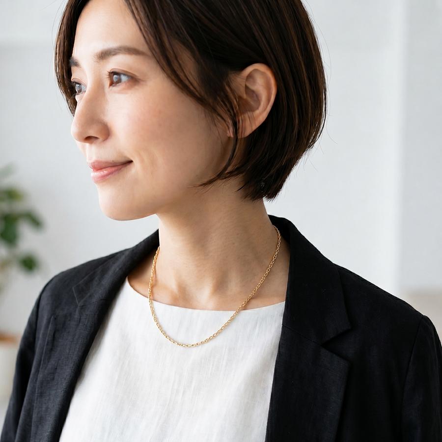 スカルアンカーチェーンネックレス40センチ50センチK10イエローゴールド ブレスレットアンクレットダンクルの画像