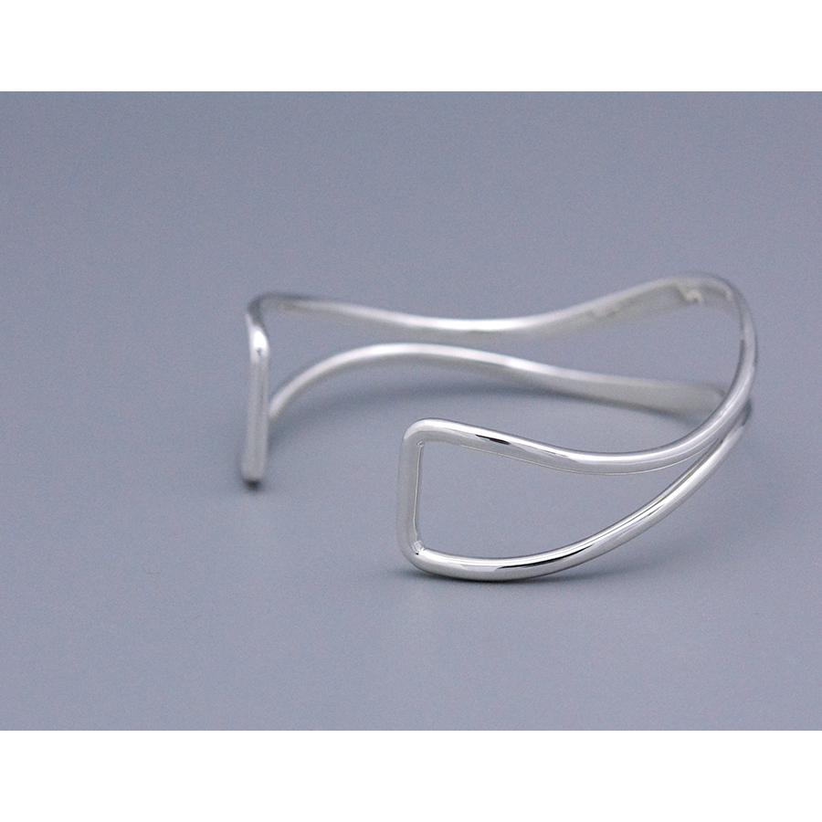 シルバーsv925バングル2ラインウェーブ レディース : CASHO - 通販