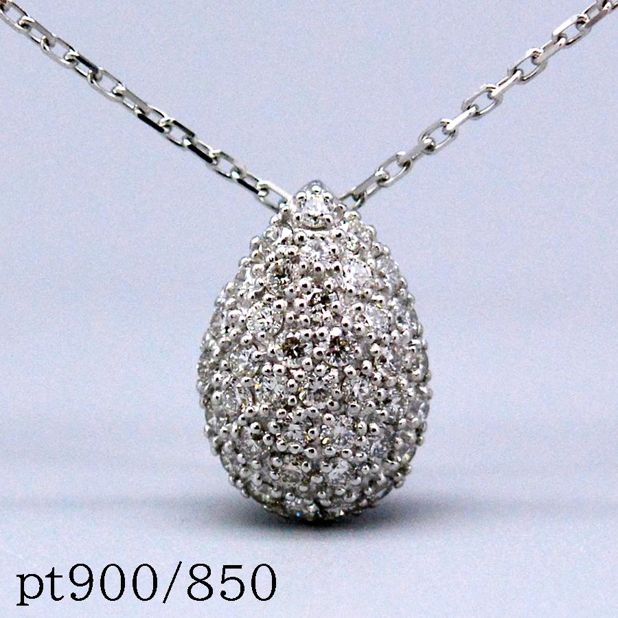 ドロップダイヤモンドパヴェネックレスプラチナpt900/850 : CASHO 