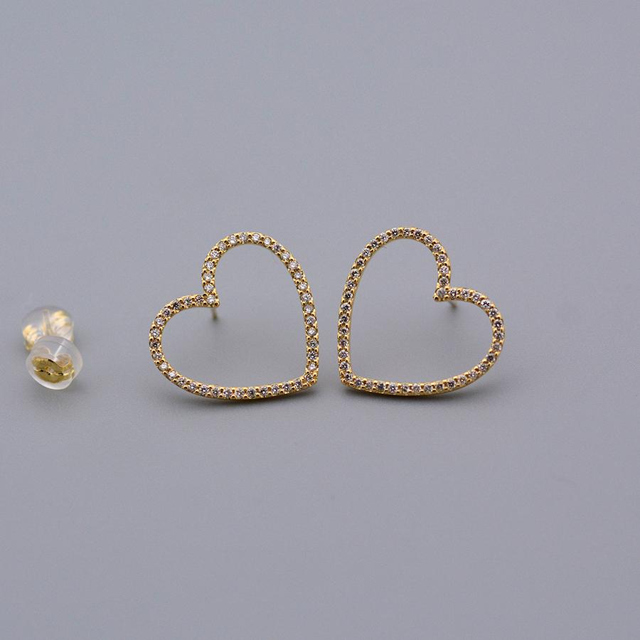 ハ*ん様 K18 ダイヤモンドピアス　ハート型 オープンハートダイヤモンドピアス0.44ct K18イエローゴールド18mm