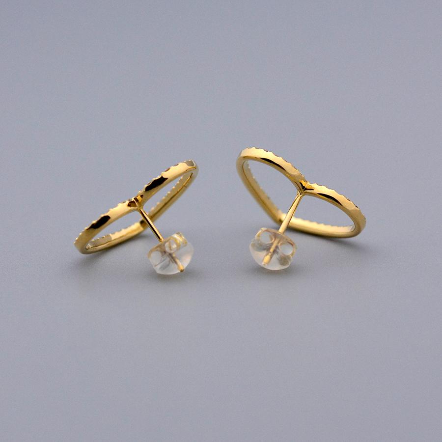 オープンハートダイヤモンドピアス0.44ct K18イエローゴールド18mm