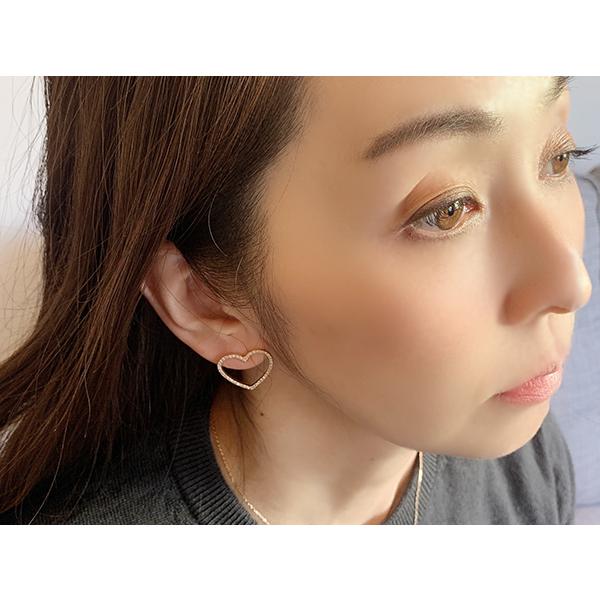 オープンハートダイヤモンドピアス0.44ct K18イエローゴールド