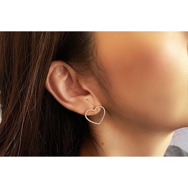 オープンハートダイヤモンドピアス0.44ct K18イエローゴールド18mm