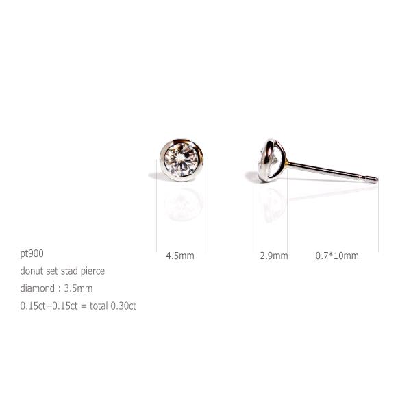 ドーナツセット スタッドピアスダイヤモンド0.30ct  Pt900プラチナK18YGイエローゴールドの画像
