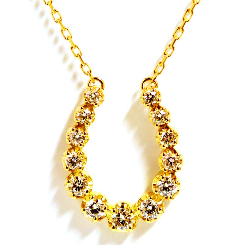 ホースシュー0.3ctダイヤモンドペンダントネックレス馬蹄 ホワイトゴールド ピンクゴールド イエローゴールド K18WG K18PG K18YG プラチナ別注可 ご予約品