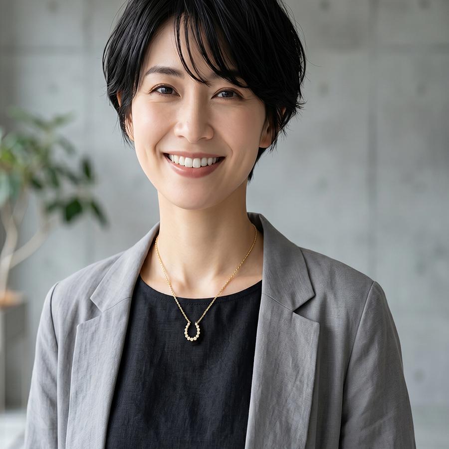 ホースシュー0.3ctグラジュアリースモールダイヤモンドペンダントネックレス K18YGイエローゴールド 馬蹄の画像