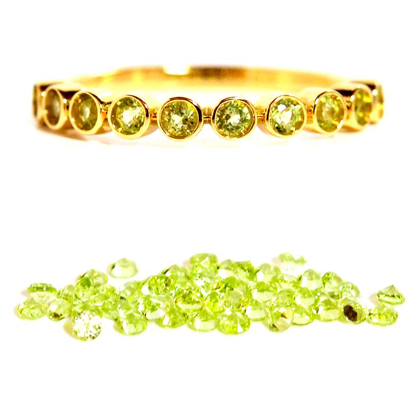 ラウンドテンエタニティーリング ペリドットK10 K18 pt950ホワイト