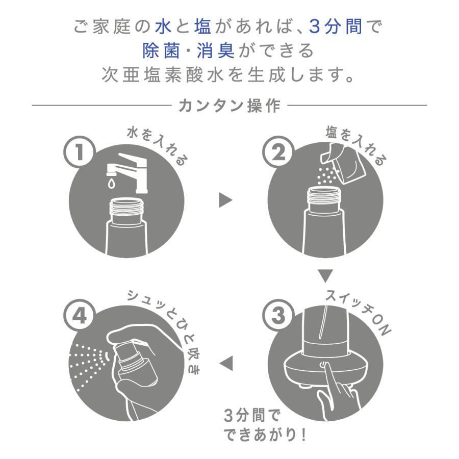 ZiA Pocket ジア ポケット FLZ-18　ご家庭の水と塩でつくる次亜塩素酸水生成器　安心・安全の除菌・消臭スプレー 【JIS 適合商品】｜brck｜06