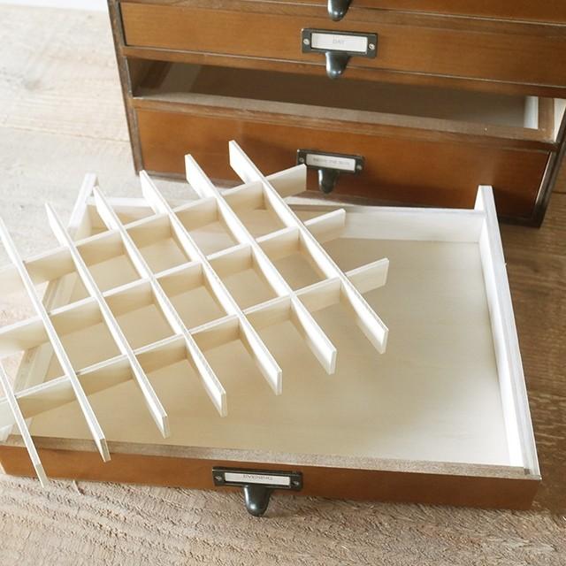 引き出し収納 仕切りつき アンティーク 4段チェスト ダークブラウン