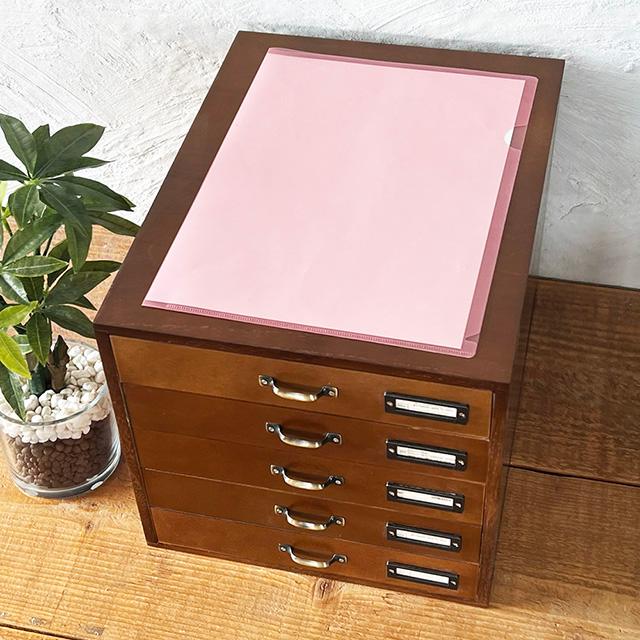 書類ケースA4 引き出し収納 アンティーク 5段 レターケース 木製