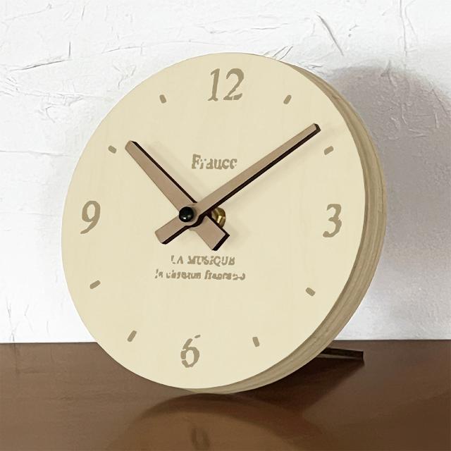 日本製 壁掛け時計にもできる 置時計 おしゃれ 木製 丸型 クロック
