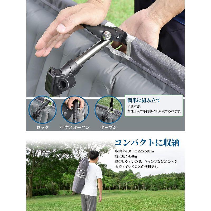 Gaifsuai コット キャンプ アウトドア ベッド 3WAY ハイ/ロー切替可能 エアー簡易ベッド 折りたたみ コンパクト 軽量 電動エ コット キャンプ アウトドア ベッド 3WAY ハイ/ロー切替可能 エアー簡易ベッド 折りたたみ コンパクト 軽量 電動エ