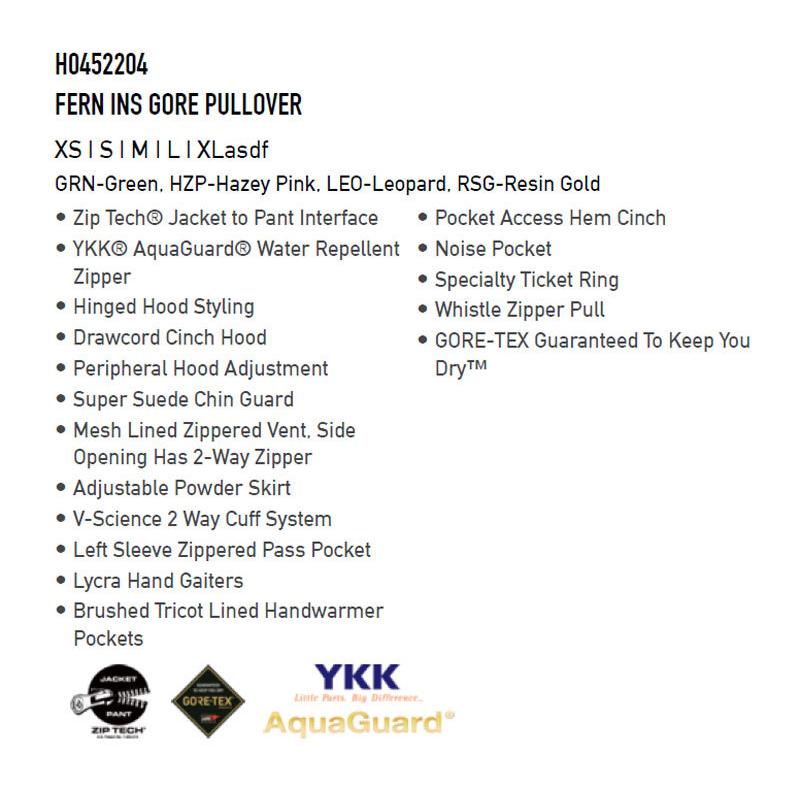 21-22 VOLCOM/ボルコム FERN INS GORE PULLOVER jacket レディース