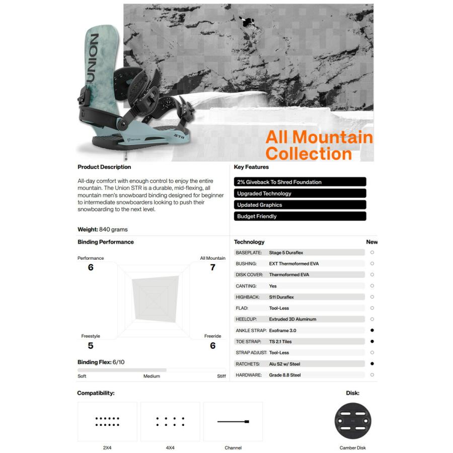 UNION BINDING 24-25 UNION/ユニオン STR エスティーアール メンズ