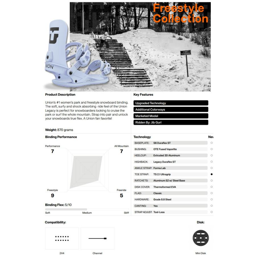 UNION LEGACY ホワイト スノーボードビンディング Mサイズ フルモデルチェンジ！25-26 UNION ビンディング LEGACY ユニオン