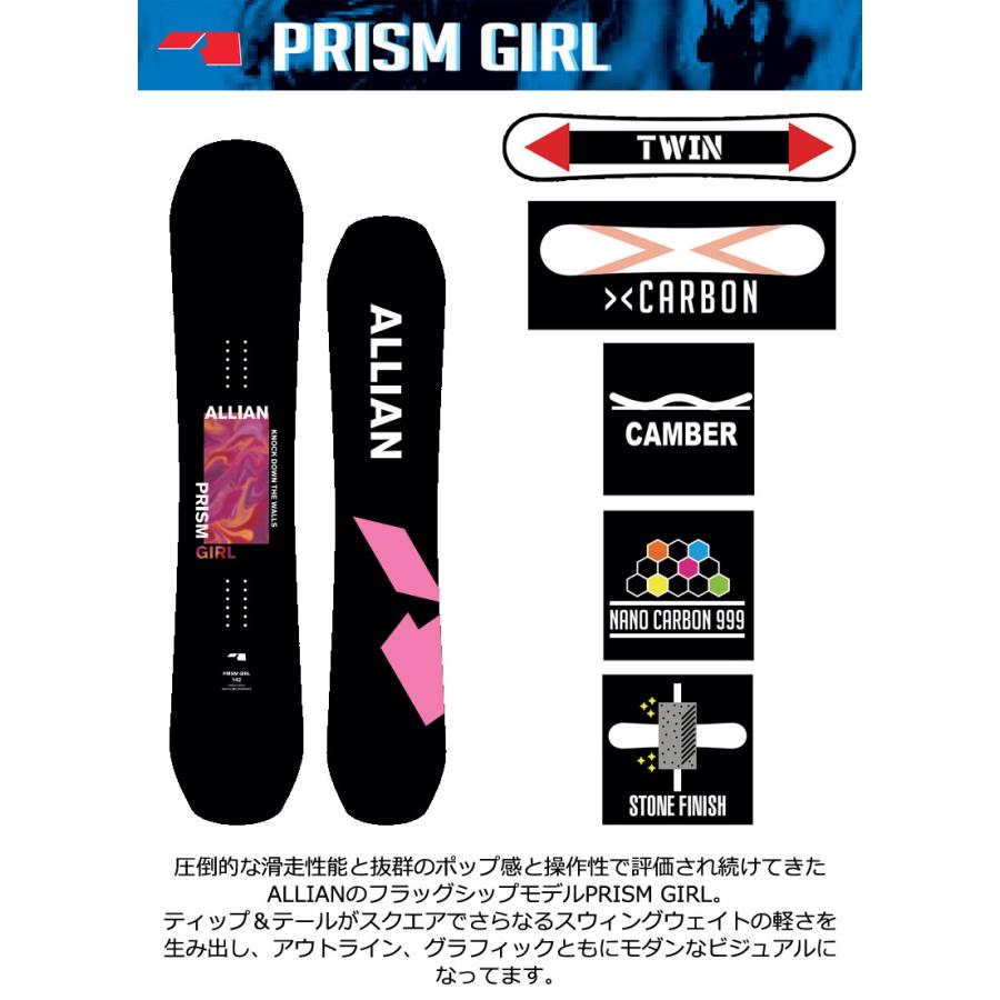 23-24 ALLIAN / アライアン PRISM GIRL プリズムガール レディース スノーボード キッカー ジブ 板 2024｜breakout｜02