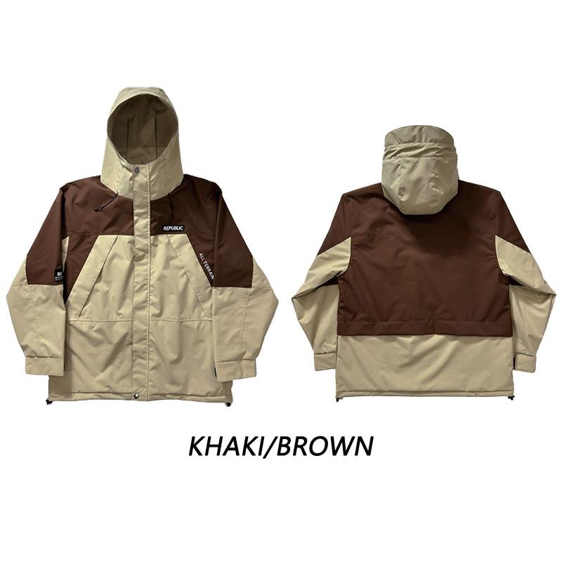 REPUBLIC ベージュ スノーボードウェア セット ブラック×サンドベージュ スノーボードウェア上下セットアップ