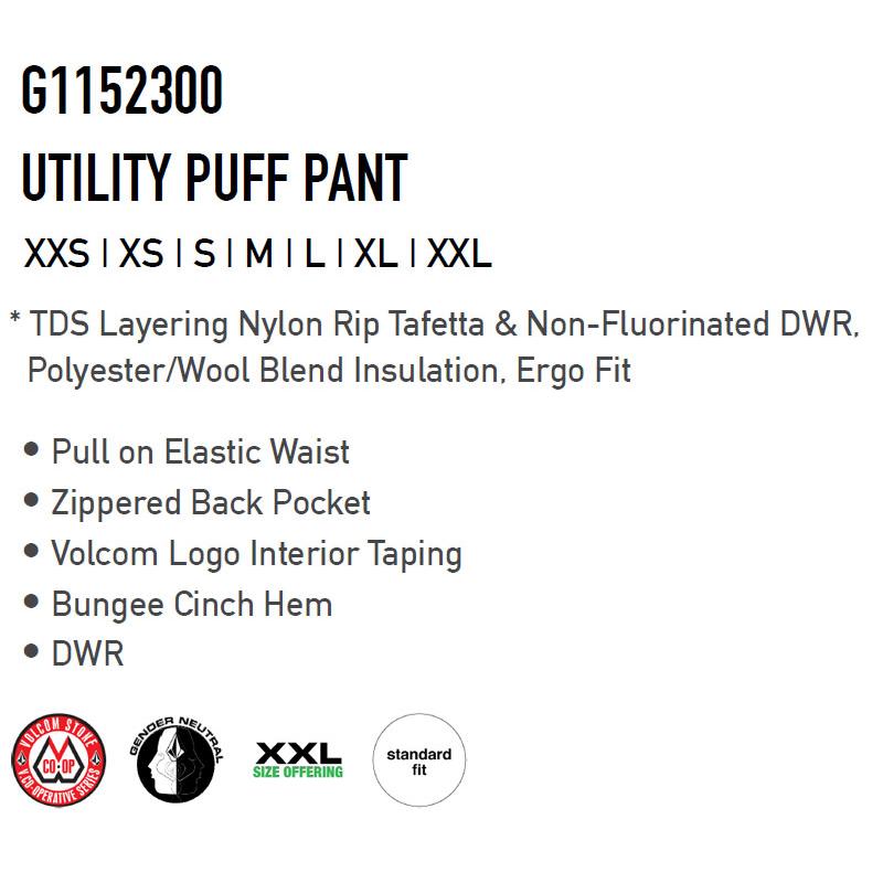 VOLCOM（ボルコム） 即出荷 22-23 VOLCOM/ボルコム UTILITY PUFF pant