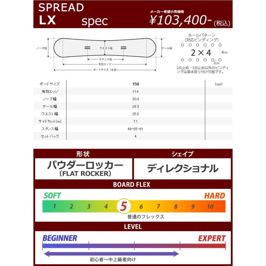 22-23 SPREAD/スプレッド LX メンズ スノーボード パウダー カービング