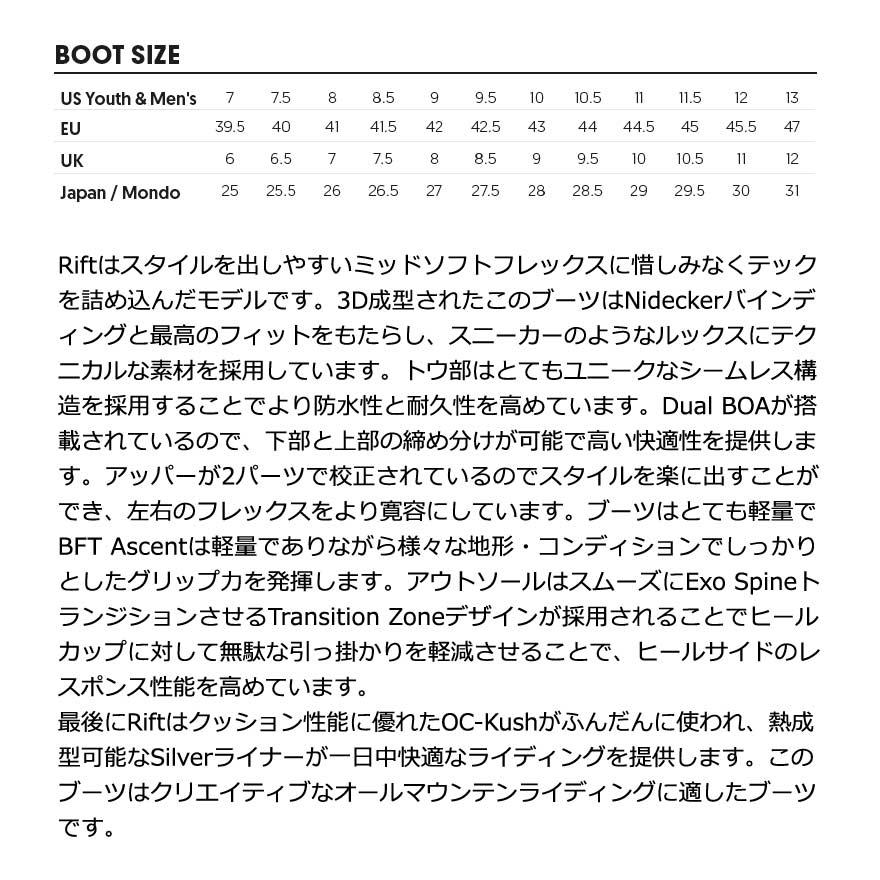 即出荷 23-24 NIDECKER/ナイデッカー RIFT リフト メンズ ダブルボア ブーツ グラトリ スノーボード 2024｜breakout｜05