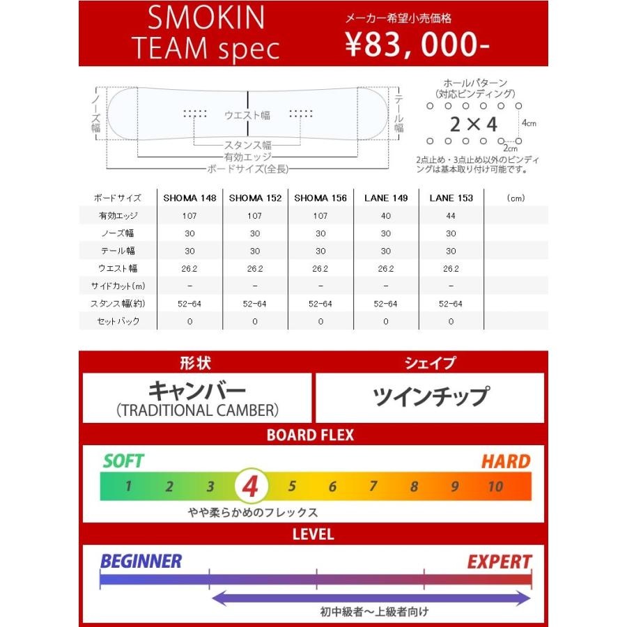 特典付き！19-20 SMOKIN / スモーキン TEAM メンズ 板 スノーボード  