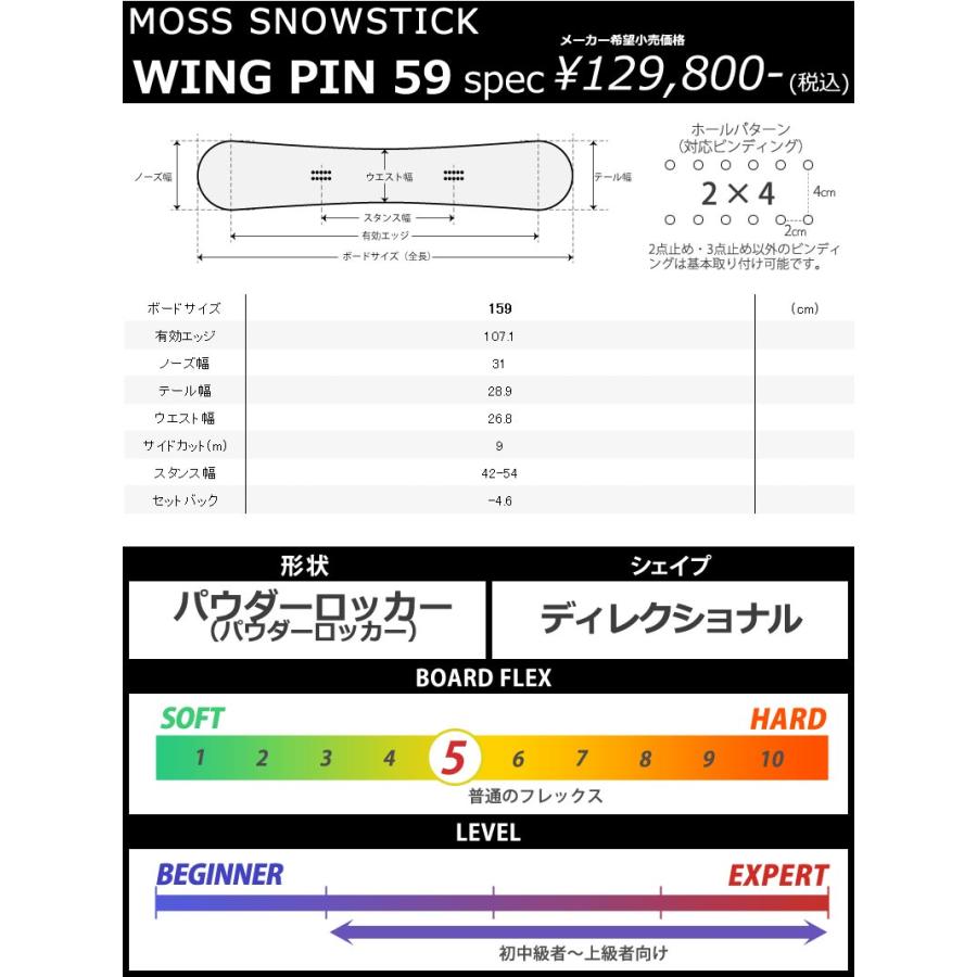 スノーボード MOSS STICK Wing pin 59 2023 Edition WING PIN 59 – Moss Snowstick